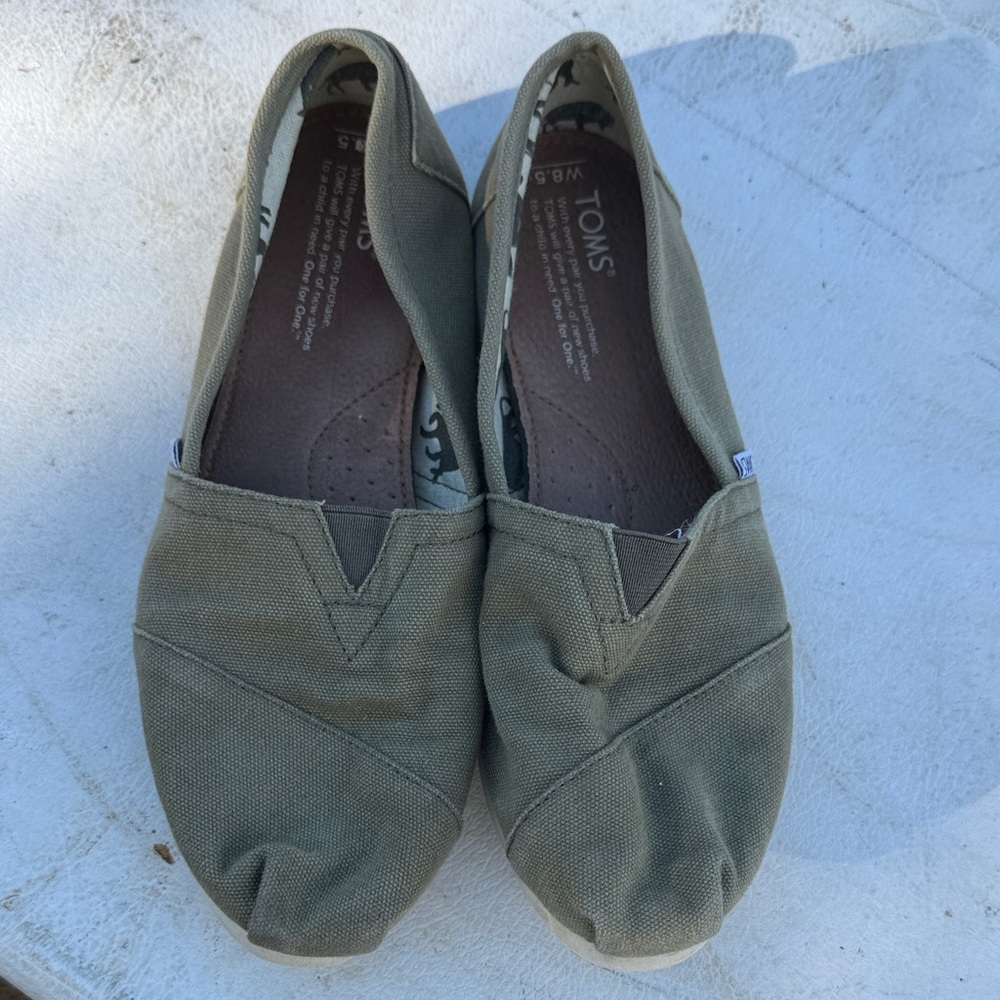 TOMS women’s olive Canvas Slip-Ons